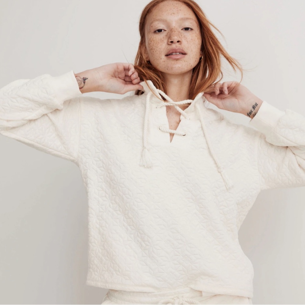 Madewell Quilted-Knit Lace-Up Sweatshirt